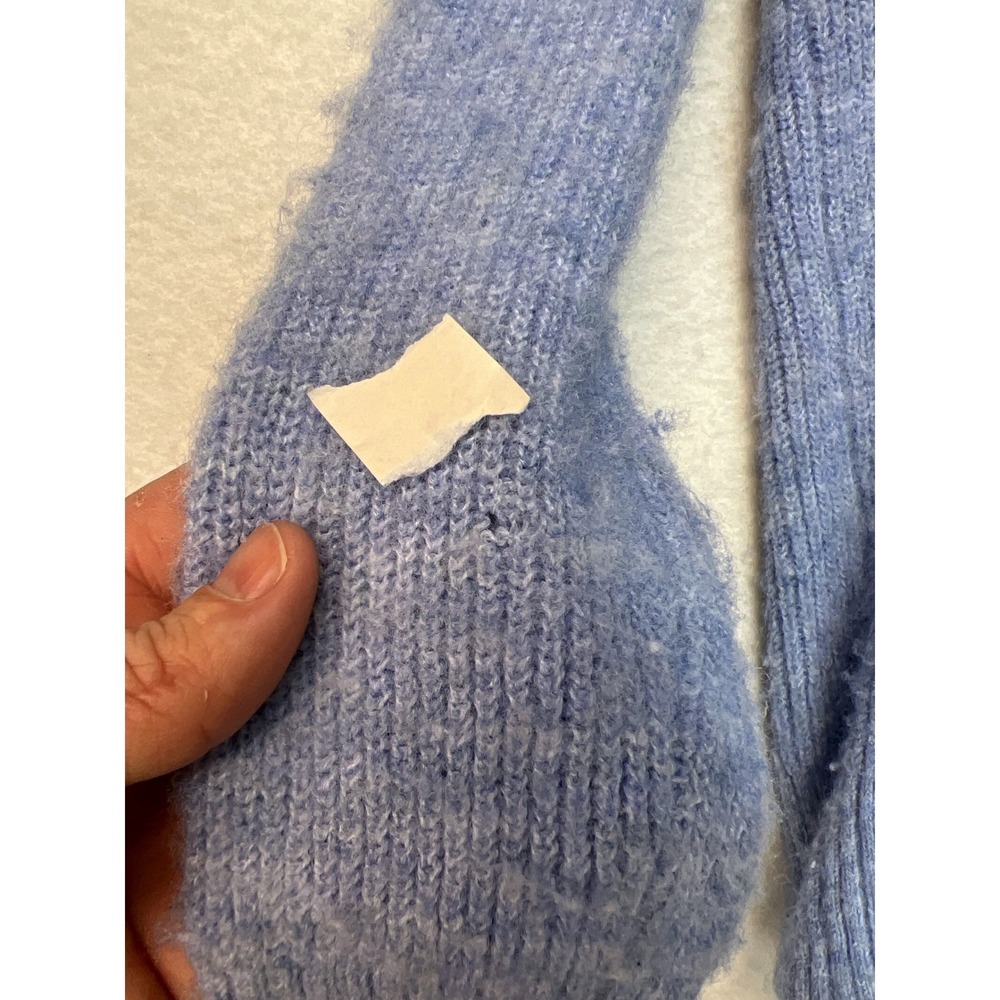 Central Park West Womens Light Blue Ribbed Knit Polo Collar Button Cardigan M - Picture 5 of 7